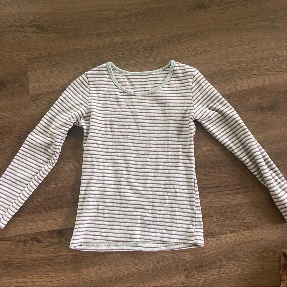 purple and grey long sleeve